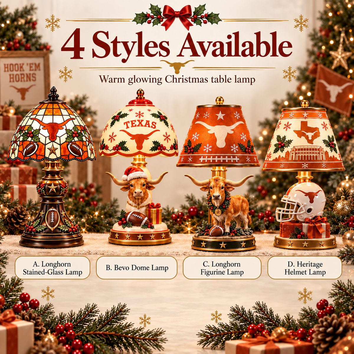 TLS Premium Vintage Christmas Table Lamp Set TNSM
