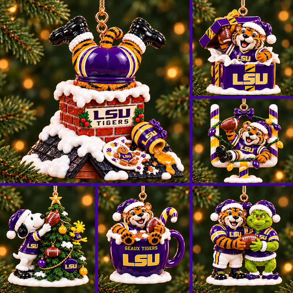 LSU Premium Christmas Tree Ornament Set TMH