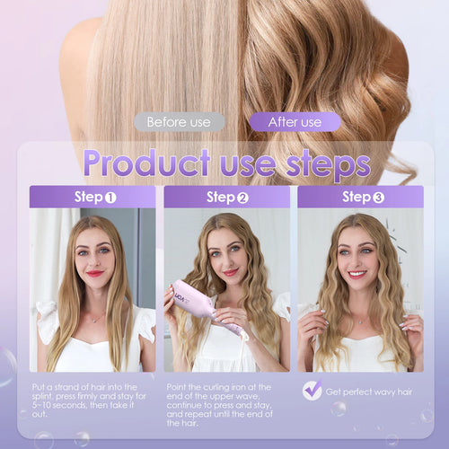 Curling Iron Hair Crimper Waver - 1.25 Inch Anti-Scald Waves Curling Wand, Ionic Deep Waver Hair Curler Tool