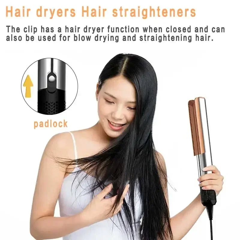 Professional 2 IN 1 Hair Dryer Straightener Flat Iron Negative Ion Fast Heating Long Lasting Hair Styling Tool