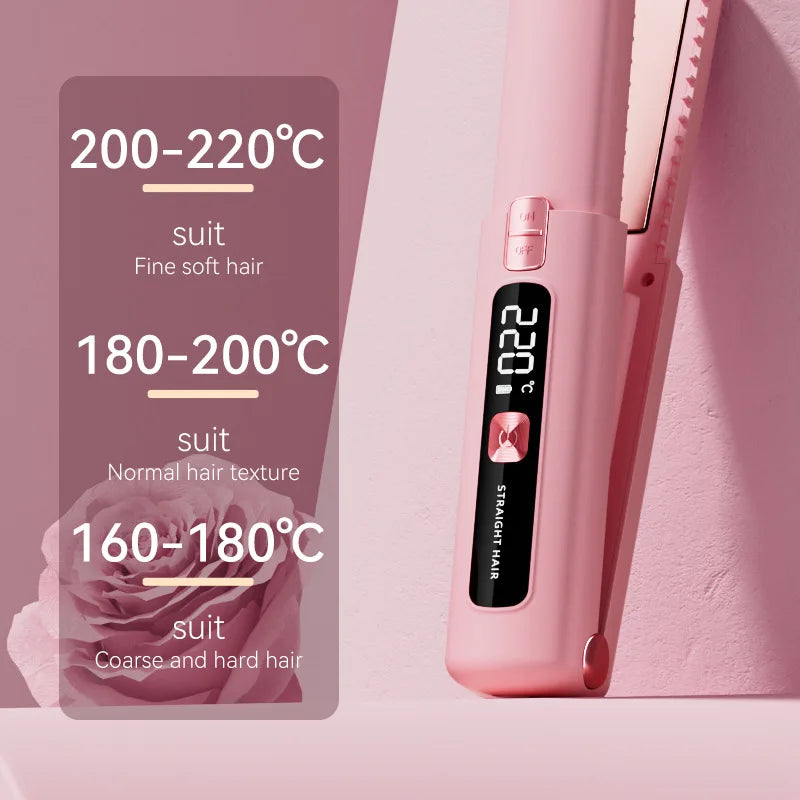 TINSOL New Mini Wireless Straightener Portable Curler, Multi-Function Professional Hair Styling Tool 6 Temperature Settings