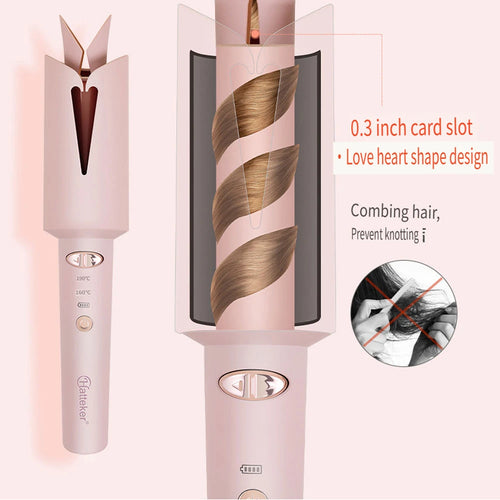 Hatteker Ceramic Negative Ion Automatic Rotating Hair Curler USB Chargeable Styling Tool for Beautiful Curls