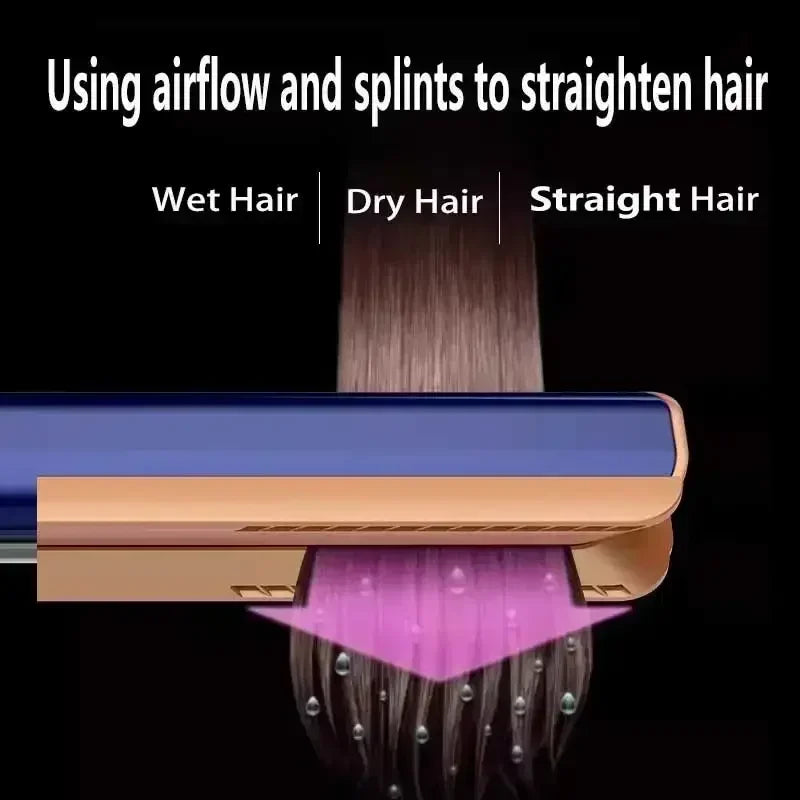 Professional 2 IN 1 Hair Dryer Straightener Flat Iron Negative Ion Fast Heating Long Lasting Hair Styling Tool